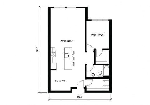 Stack House Apartments in Seattle, Washington 1x1 Floor Plan